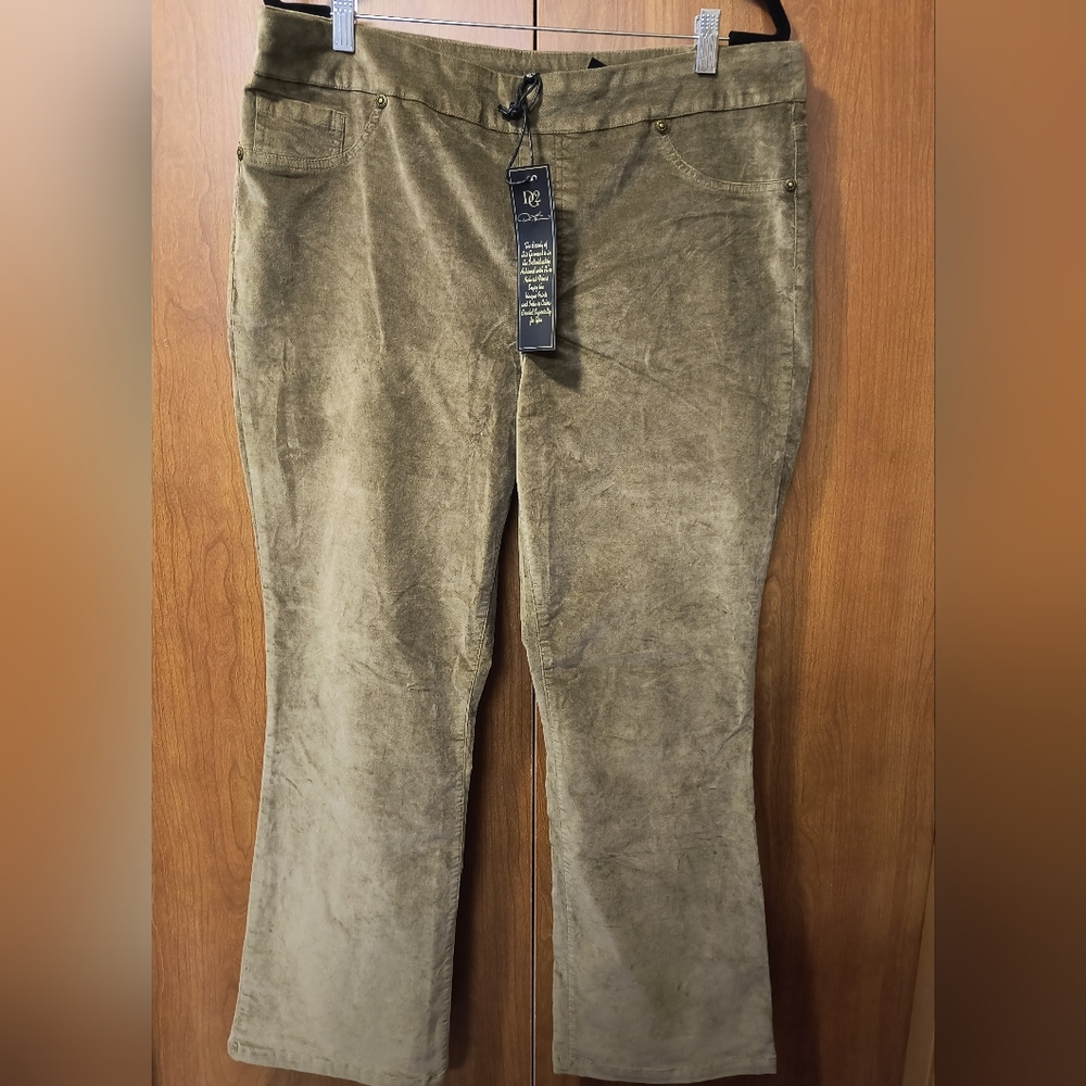DG2 Brown Pull-on Velvet Wide Leg Pants- XL(16-18)